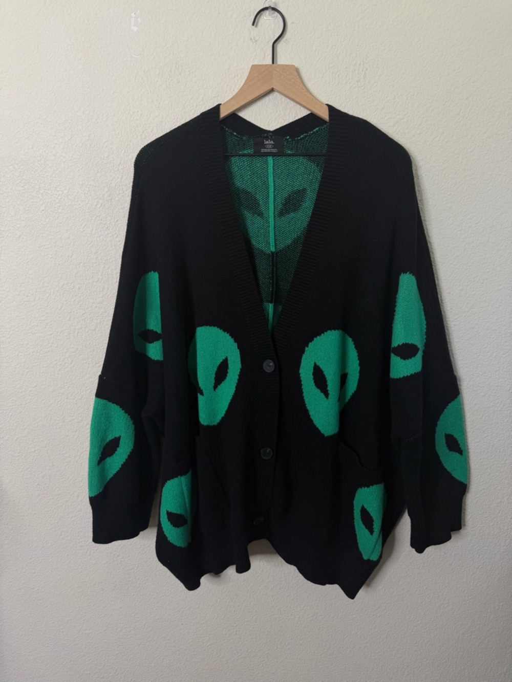 Dressed in Lala Too Cool For You Oversized Alien Cardigan in Black Womens S / M - Picture 7 of 10